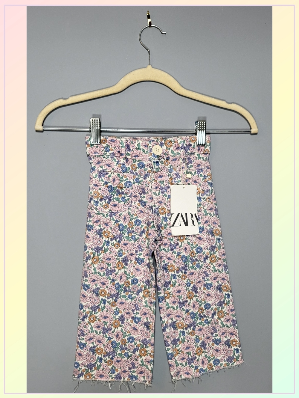ZARA Kids Pink Floral Wide-Leg Jeans